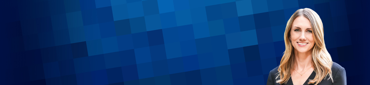 Attorney Lindsey Chaney in front of a blue background